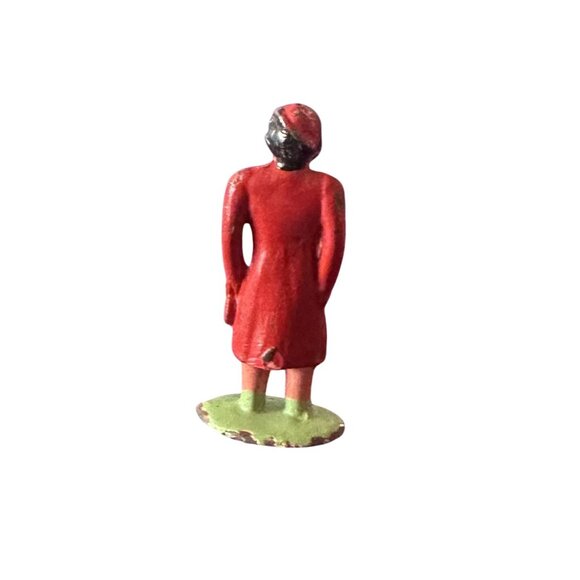Barclay Lead Figure, Vintage Woman In A Red Dress 1950s Lead Toy 1.75" Tall - Picture 3 of 6